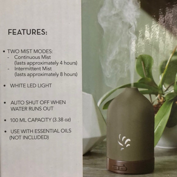 Essential Oil Diffuser Cool Mist Ultrasonic 100ml Lighted Ceramic Gray - Picture 4 of 7